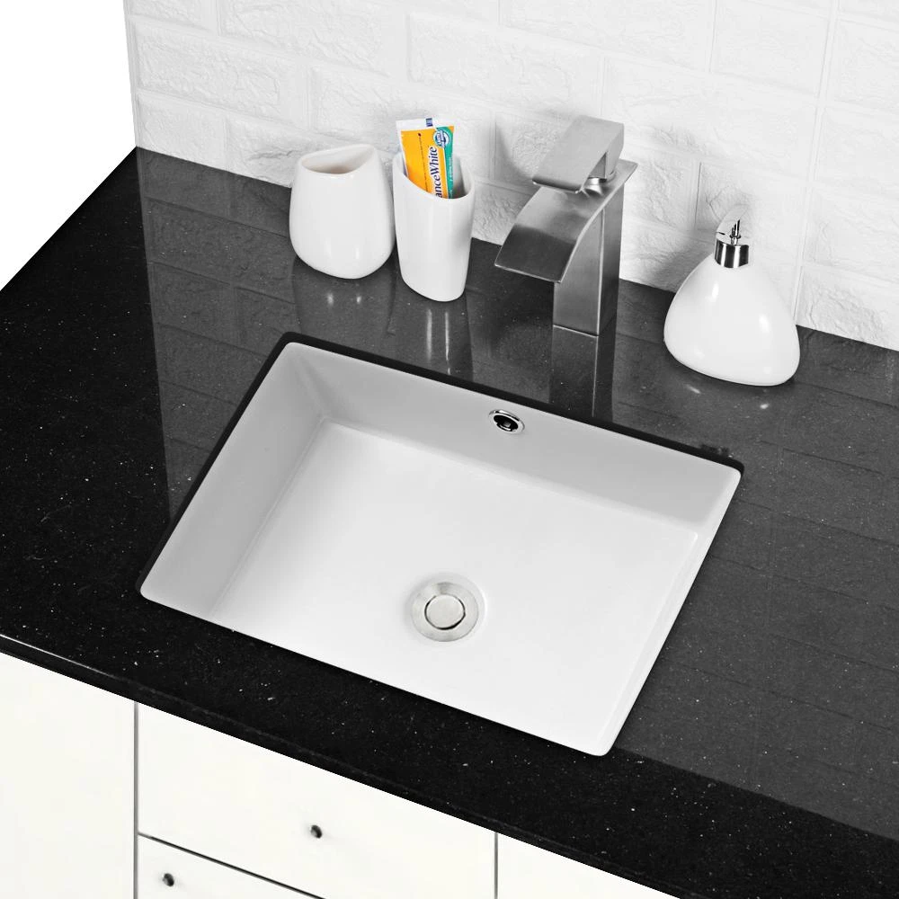 LORDEAR 18 In. Undermount Bathroom Vessel Sink Modern Rectangle Porcelain Ceramic Lavatory Vanity Bathroom Sink In Pure White 4 LORDEAR 18 In. Undermount Bathroom Vessel Sink Modern Rectangle Porcelain Ceramic Lavatory Vanity Bathroom Sink In Pure White - Image 4