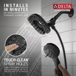 In2ition Two-in-One 4-Spray 6 In. Dual Wall Mount Fixed And Handheld Shower Head In Matte Black -Household Items f6064a03234bb3fb7c96ca97e459ccac 1800x1800