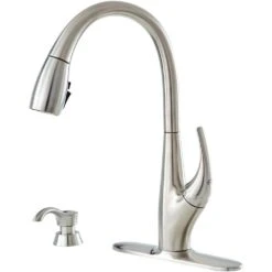DeLuca Single-Handle Pull-Down Sprayer Kitchen Faucet With ShieldSpray Technology And Soap Dispenser In Stainless 27 DeLuca Single-Handle Pull-Down Sprayer Kitchen Faucet With ShieldSpray Technology And Soap Dispenser In Stainless -Household Items ffc8a8f69688a0324e0adb7f1587d815 1800x1800